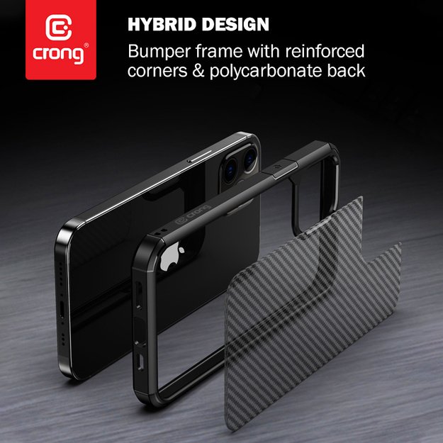 Crong Hybrid Carbon – apsauginis dėklas, skirtas iPhone SE / 8/7 (juodas)