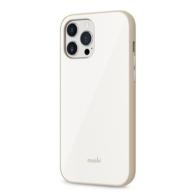 „Moshi iGlaze“ – aukščiausios kokybės hibridinis dėklas, skirtas „iPhone 13 Pro Max“ („SnapTo“ sistema) („Pearl White“)