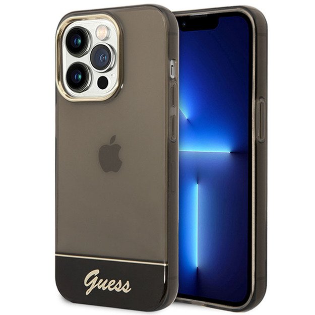 Guess Translucent – dėklas, skirtas iPhone 14 Pro Max (juodas)