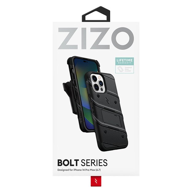 ZIZO BOLT serija – dėklas, skirtas iPhone 14 Pro Max (juodas)