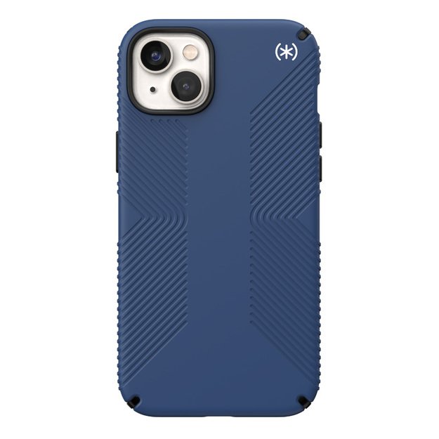 Speck Presidio2 Grip + MagSafe – iPhone 14 Plus dėklas su MICROBAN danga (Coastal Blue / Black / White)