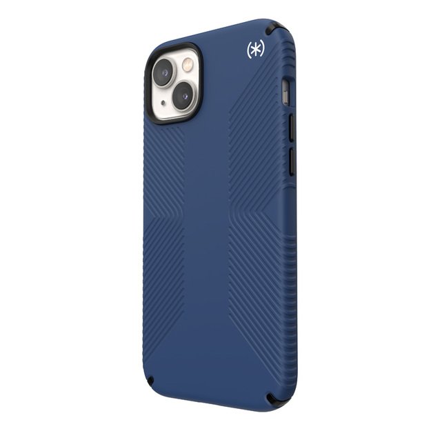 Speck Presidio2 Grip + MagSafe – iPhone 14 Plus dėklas su MICROBAN danga (Coastal Blue / Black / White)