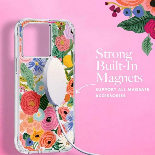 Šautuvų popierius skaidrus MagSafe – dėklas, skirtas iPhone 14 Pro Max (Garden Party Blush)