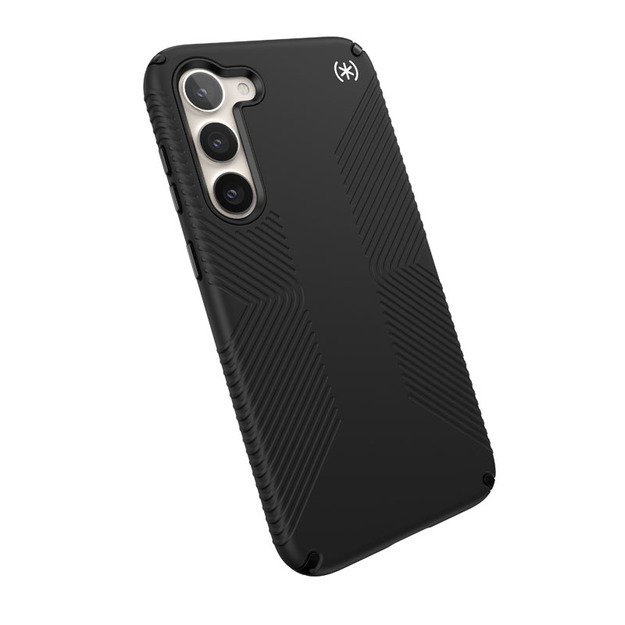 Speck Presidio2 Grip – neslystantis dėklas, skirtas Samsung Galaxy S23+ (juodas / juodas / baltas)