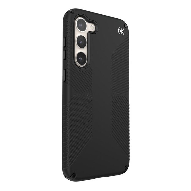 Speck Presidio2 Grip – neslystantis dėklas, skirtas Samsung Galaxy S23+ (juodas / juodas / baltas)