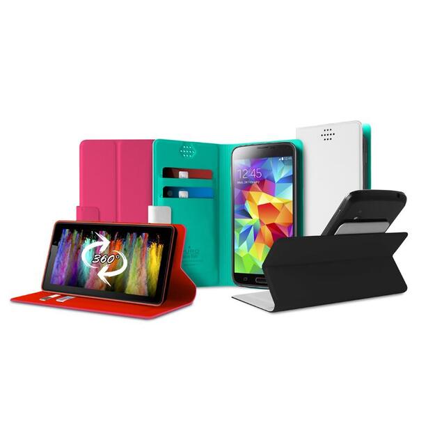 PURO Uniwallet Bi-Color – universalus 360° pasukamas dėklas su kortelių lizdais, XXL dydis (balta)