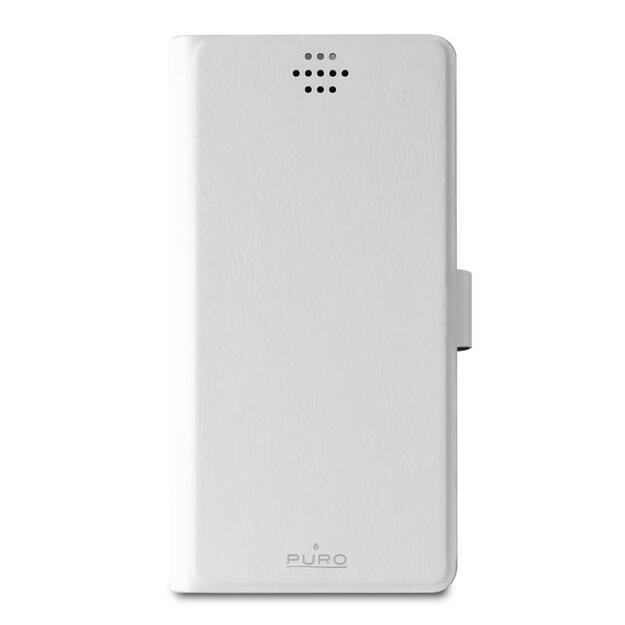 PURO Uniwallet Bi-Color – universalus 360° pasukamas dėklas su kortelių lizdais, XXL dydis (balta)