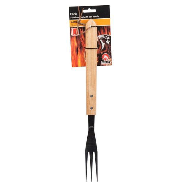BBQ - kepimui reikalinga šakutė, ilga su medine rankena 41 cm