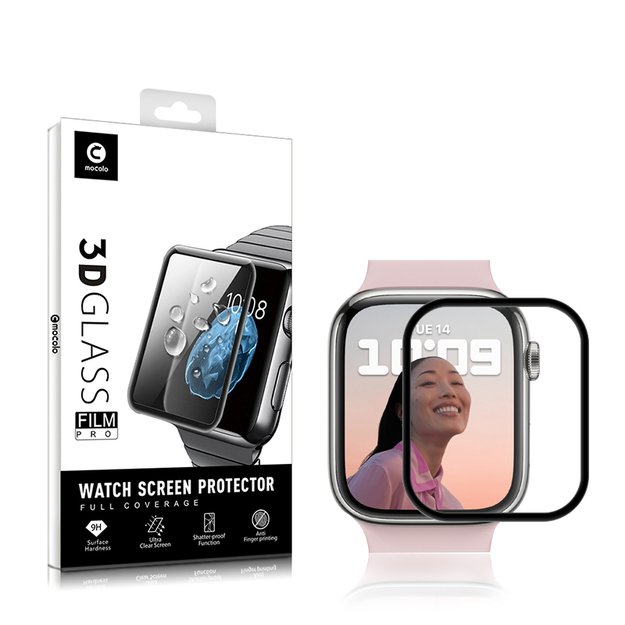 Mocolo 3D Glass Full Glue – apsauginis stiklas, skirtas Apple Watch 7/8 ekranui, 45 mm