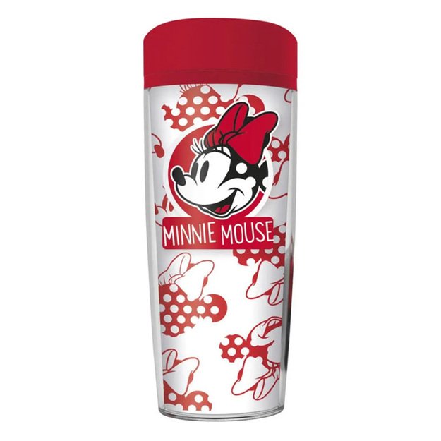 Minnie Mouse – kelioninis puodelis 533 ml (balta/raudona)