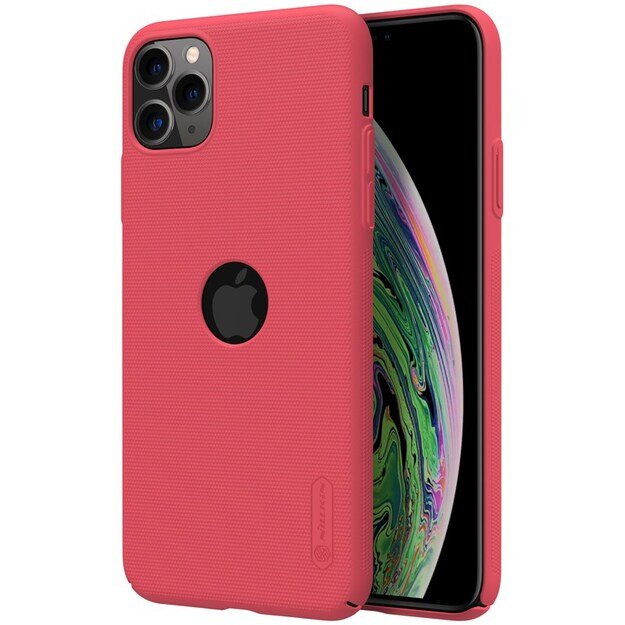 Nillkin Super Frosted Shield – Apple iPhone 11 Pro Max dėklas su logotipo išpjova (ryškiai raudona)