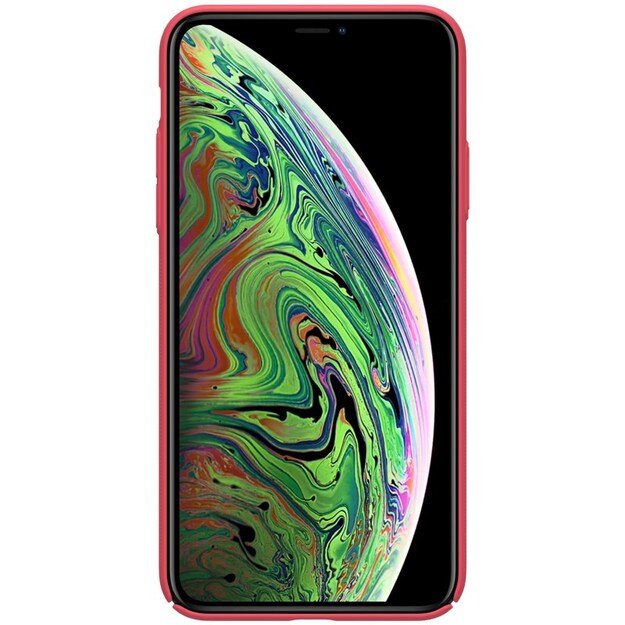 Nillkin Super Frosted Shield – Apple iPhone 11 Pro Max dėklas su logotipo išpjova (ryškiai raudona)