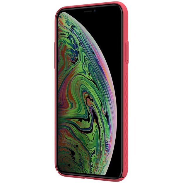 Nillkin Super Frosted Shield – Apple iPhone 11 Pro Max dėklas su logotipo išpjova (ryškiai raudona)