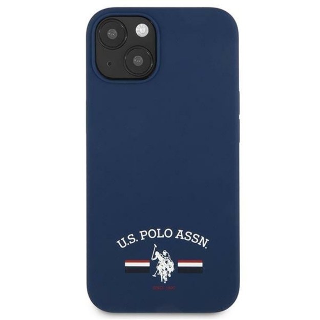 US Polo Assn silikoninis logotipas – iPhone 13 mini dėklas (tamsiai mėlynas)