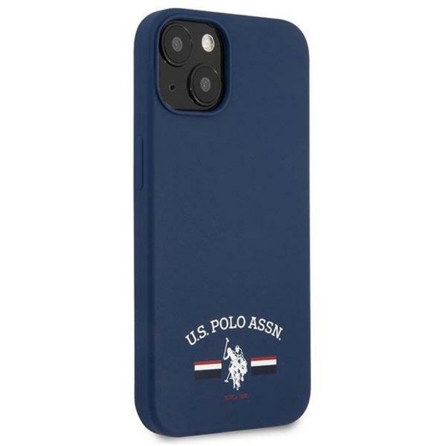 US Polo Assn silikoninis logotipas – iPhone 13 mini dėklas (tamsiai mėlynas)