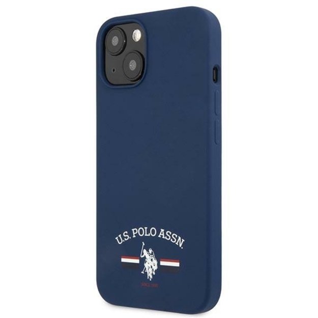 US Polo Assn silikoninis logotipas – iPhone 13 mini dėklas (tamsiai mėlynas)