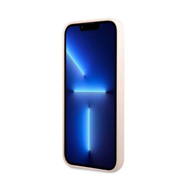 „Guess“ silikono logotipo plokštė „MagSafe“ – dėklas, skirtas „iPhone 13 Pro Max“ (rožinis)