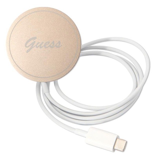 Guess Bundle Pack MagSafe 4G – iPhone 14 Plus dėklo rinkinys + MagSafe įkroviklis (juodas / auksinis)