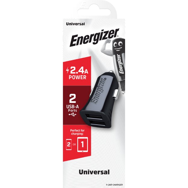 Energizer Classic – automobilinis įkroviklis 2x USB-A 2.4A 12W (juodas)