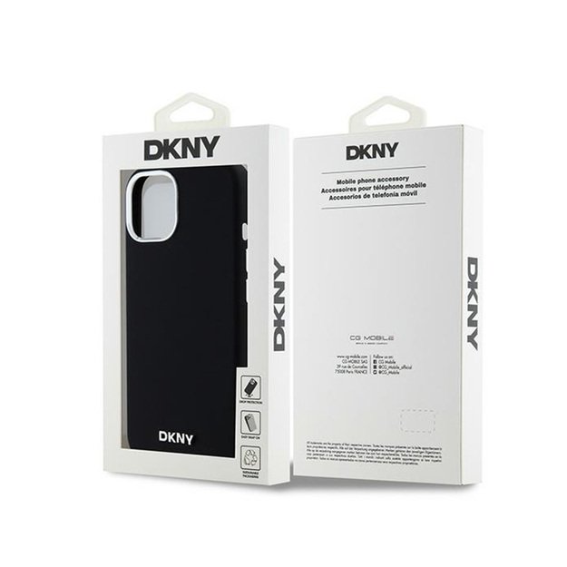 DKNY skysto silikono mažas metalinis logotipas MagSafe – dėklas, skirtas iPhone 15 Plus / 14 Plus (juodas)