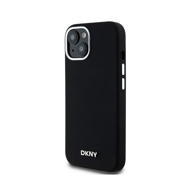 DKNY skysto silikono mažas metalinis logotipas MagSafe – dėklas, skirtas iPhone 15 Plus / 14 Plus (juodas)