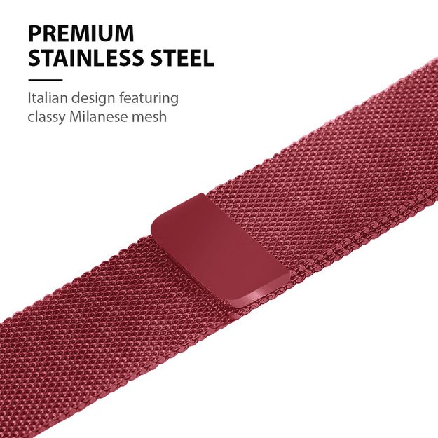 Crong Milano Steel, skirtas Apple Watch 38/40/41mm (Crimson Red)