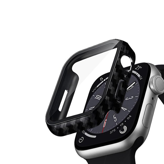 Crong hibridinis laikrodžio dėklas – dėklas su stiklu, skirtas Apple Watch 41 mm (anglies)