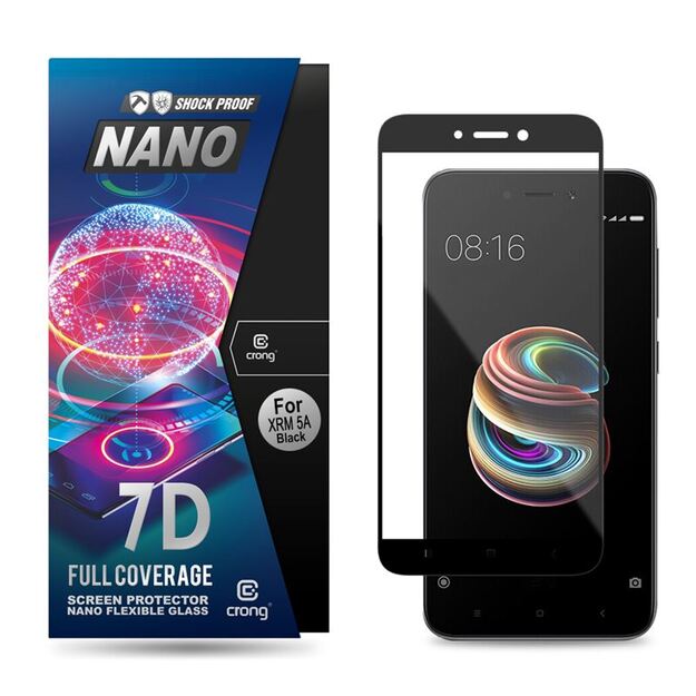 Crong 7D nano lankstus stiklas – pilnai dengianti hibridinė ekrano apsauga 9H Xiaomi Redmi 5A