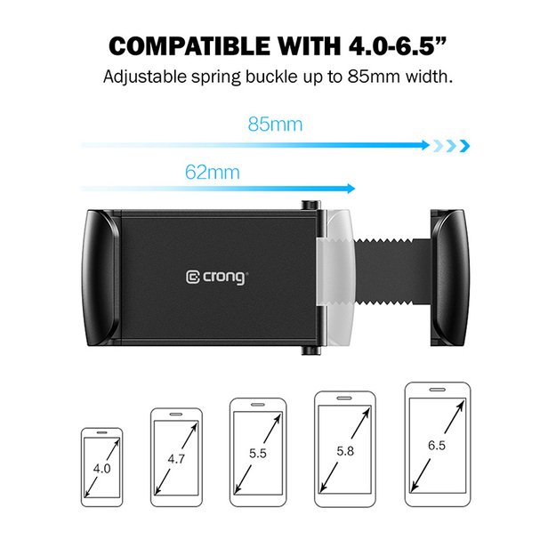 Crong Universal Smart Car Holder - Universalus automobilinis telefono laikiklis 4-6.7 (juodas)