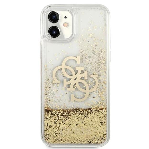 Guess Liquid Glitter 4G didelis logotipas – iPhone 11 dėklas (auksinis)