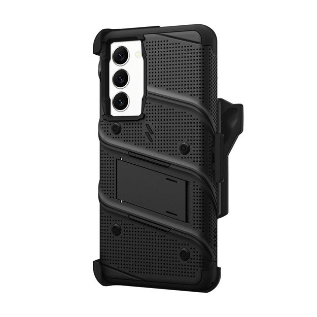 ZIZO BOLT serija - Šarvuotas Samsung Galaxy S23+ dėklas su 9H stiklu ekranui + laikiklis su stovu (juodas)