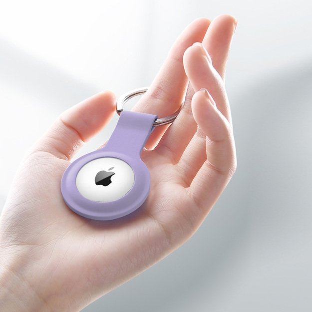 Crong silikoninis dėklas su raktų pakabu – apsauginis Apple AirTag raktų pakabuko dėklas (violetinė)