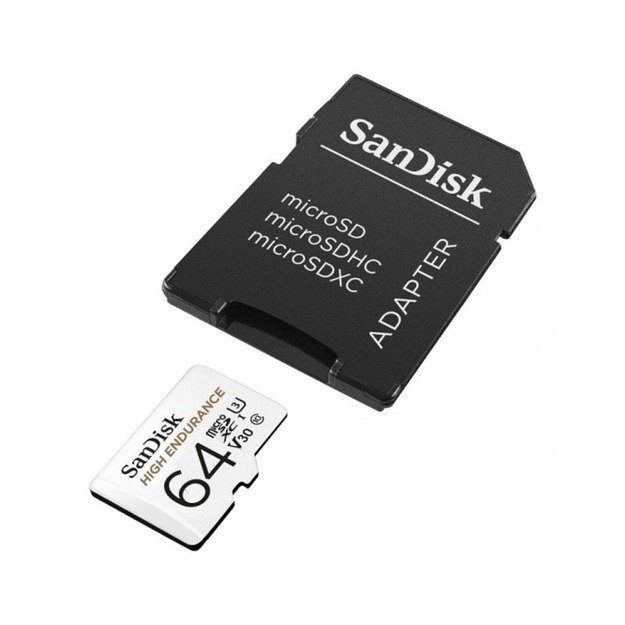 SanDisk High Endurance microSDXC - Atminties kortelė 64 GB 10 klasės UHS-I 100/40 MB/s su adapteriu