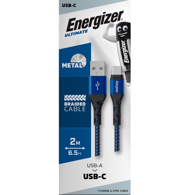 Energizer Ultimate – USB-A į USB-C jungiamasis laidas 2 m (mėlynas)