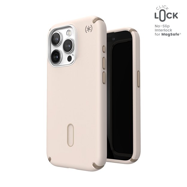 Speck Presidio2 Pro ClickLock & MagSafe – iPhone 15 Pro dėklas (balintas kaulas / „Heirloom Gold“ / Hazel Brown)