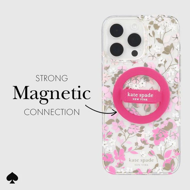 Kate Spade Niujorko magnetinė kilpa - MagSafe pirštų laikiklis (Pom Pom Pink)