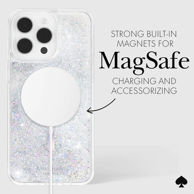 Kate Spade New York Liquid Glitter MagSafe – iPhone 15 Pro dėklas (opalinis blizgus)