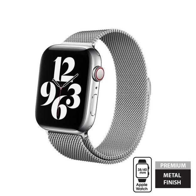 „Crong Milano Steel“, skirtas „Apple Watch“, 38/40/41 mm (sidabras)