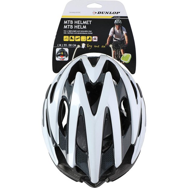 Dunlop - MTB reguliuojamas dviračio šalmas r. M 55-58 cm (balta ir juoda)