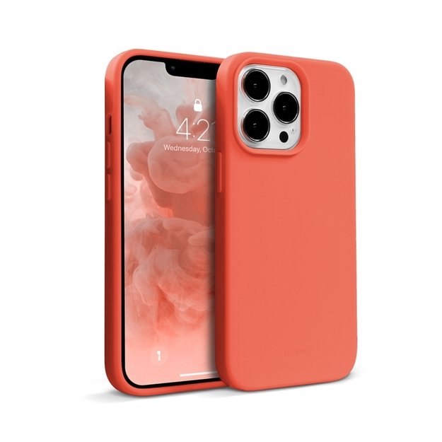 „Crong Color Cover“ skystas silikoninis dėklas, skirtas „iPhone 13 Pro“ (koralų raudonas)