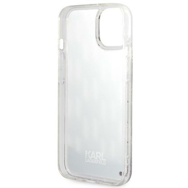 Karl Lagerfeld Monogram Liquid Glitter – dėklas, skirtas iPhone 14 Plus (juodas)