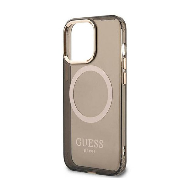 „Guess Gold Outline“ permatomas „MagSafe“ – dėklas, skirtas „iPhone 13 Pro Max“ (juodas)