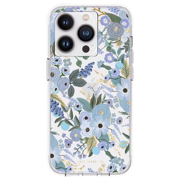 Skaidrus šautuvų popierius – dėklas, skirtas iPhone 14 Pro (Garden Party Blue)