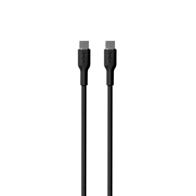 PURO ICON minkštas kabelis – USB-C ir USB-C kabelis 1,5 m (juodas)