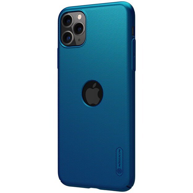 Nillkin Super Frosted Shield – Apple iPhone 11 Pro Max dėklas su logotipo išpjova (Peacock Blue)