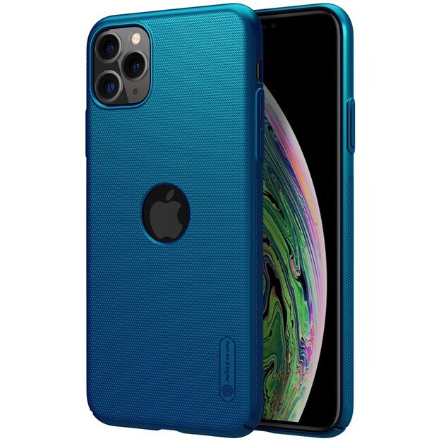 Nillkin Super Frosted Shield – Apple iPhone 11 Pro Max dėklas su logotipo išpjova (Peacock Blue)