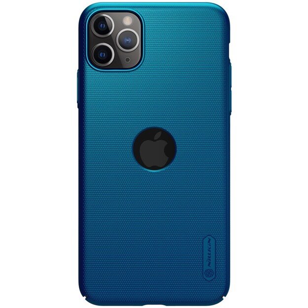 Nillkin Super Frosted Shield – Apple iPhone 11 Pro Max dėklas su logotipo išpjova (Peacock Blue)