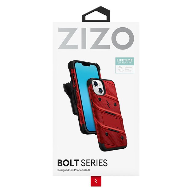 ZIZO BOLT serija – dėklas, skirtas iPhone 14 (raudonas)