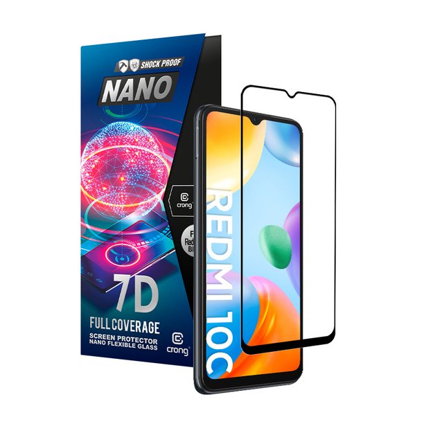 Crong 7D nano lankstus stiklas – pilnai dengianti hibridinė ekrano apsauga 9H Samsung Galaxy M13