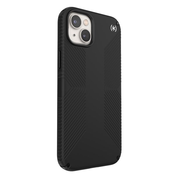 Speck Presidio2 Grip + MagSafe – iPhone 14 Plus dėklas su MICROBAN danga (juoda / juoda / balta)